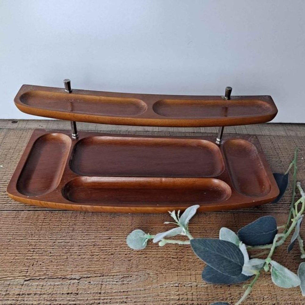 Vintage Mid-Century Men's Wood Valet Desk Jewelry